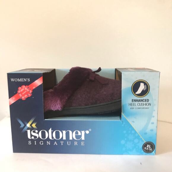 Isotoner Women’s Purple Fluffy Slippers Size 9.5-10 - Picture 4 of 7